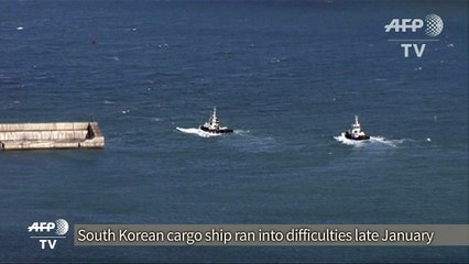 Stricken South Korean ship towed into Spanish port