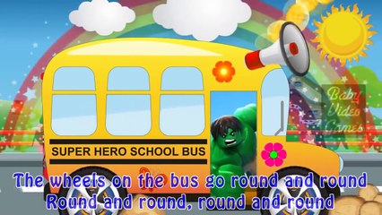 Super Heroes Kids Songs Wheels on the Bus Nursery Rhymes Hulk Spiderman