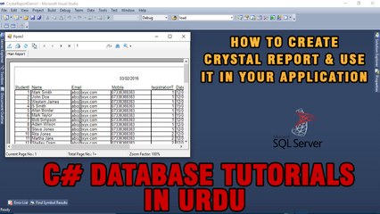 C# Crystal Report Tutorial In Urdu - Basics