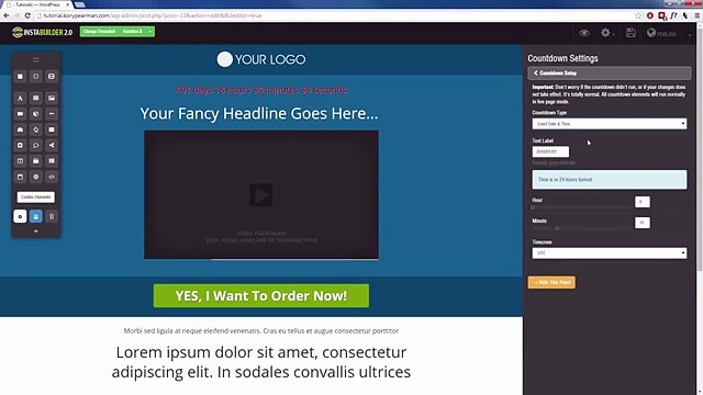 InstaBuilder 2.0 Review & Tutorials (Part 12 - b) How to Add Scarcity Using Countdown Timer