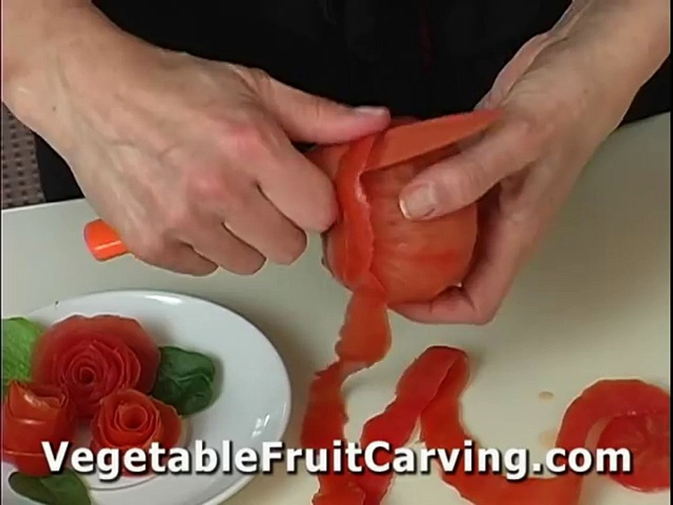 Vegetable Carving Made Easy - Tomato Rose Garnish 2 - Nita's Fruit & Vegetable Carving