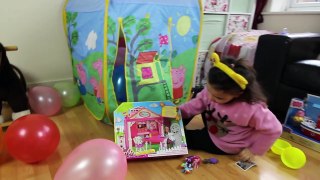 Giant Peppa Pig Kids Toy Tent Surprise with Balloon drop and Minnie Mouse Baby