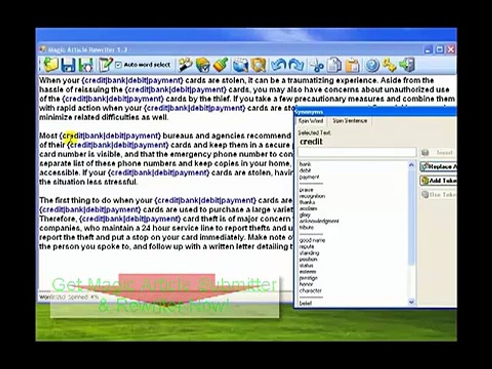Magic Article Rewriter And Magic Article Submitter|Magic Article Rewriter Bonus