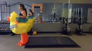 Backflip in Duck Riding Costume