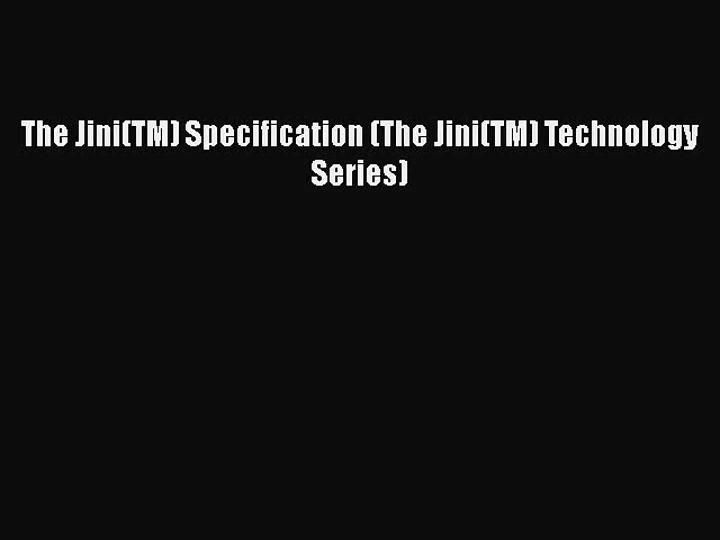 Pdf Download The Jinitm Specification The Jinitm Technology Series Pdf Online - 