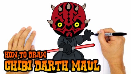 How to Draw Chibi Darth Maul- Star Wars- Step by Step Lesson