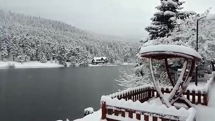 Gölcük’te kartpostallık kar manzaraları