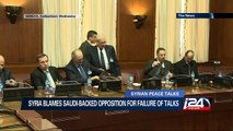 Syria blames Saudi-backed opposition for failure of talks