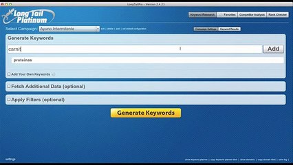 Análisis de palabras clave con Long Tail Pro