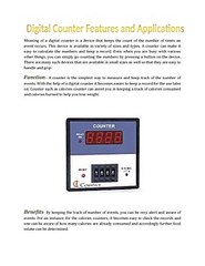Digital Counter Features and Application