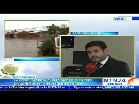 Onemi decreta alerta amarilla en tres regiones de Chile por temporal de lluvias