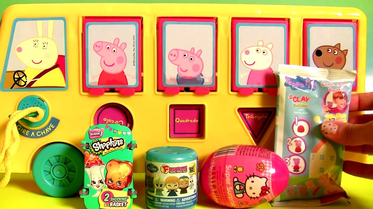 Play Doh Peppa Pig School Bus Pop-up Surprise Eggs - Onibus de Atividades da Porquinha Pep