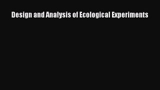 Design and Analysis of Ecological Experiments  Free Books