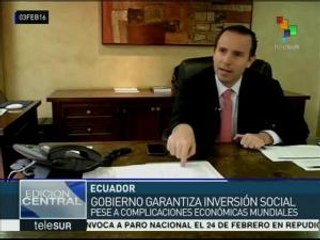 Ecuador garantiza inversión social pese a panorama económico mundial