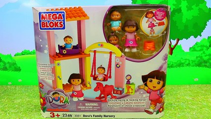 DORA THE EXPLORER Mega Bloks Family Nursery Play Set Surprise Toy Eggs Play Doh