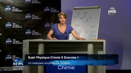 Bac 2013 : correction vidéo Bac Général série S sujet obligatoire Physique - Chimie exercice 1 et 3 : un catalyseur enzymatique, l’uréase et saveur sucrée