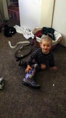 When your 2 Year old says He's going Outside and well.....