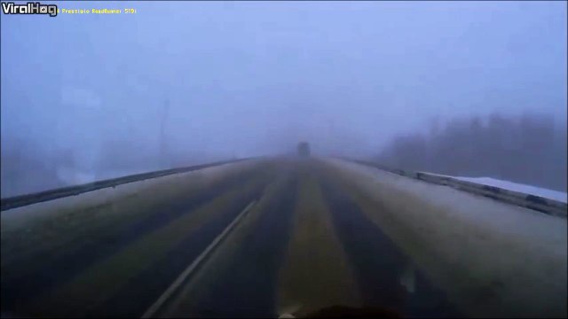 Dashcam footage of driver losing control and crashing into a bus.