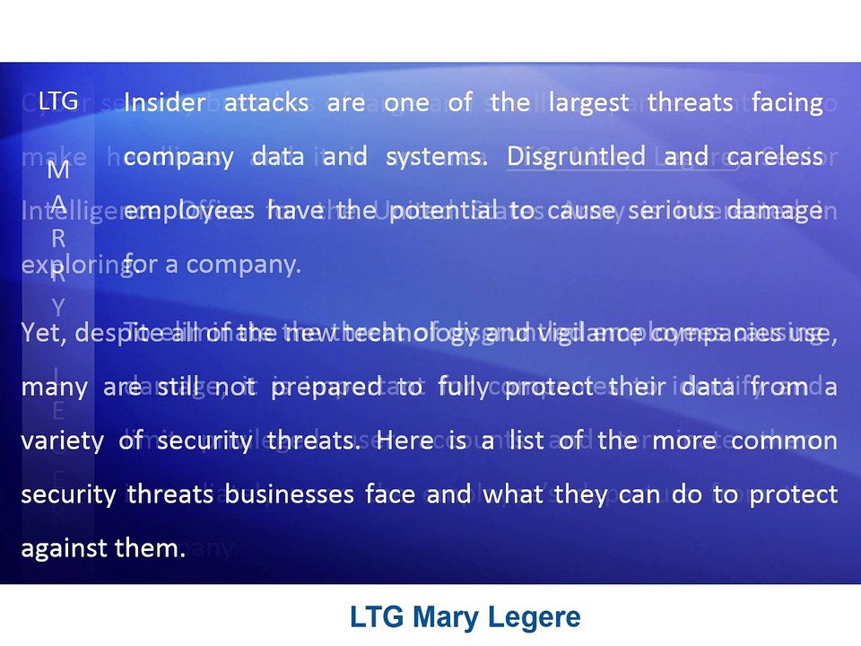 LTG Mary Legere - Cyber Security Risks and How to Fight Back