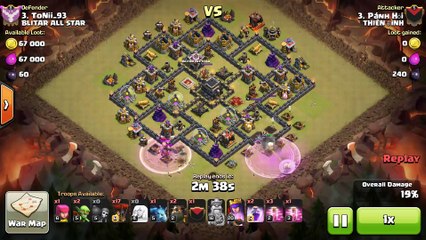 Clash Of Clans - Th 9 Attack 3 star - Archer Queen Healer Hog