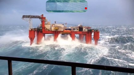Massive Waves Hit Oil Rig