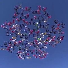 hundreds of sky divers jumps from  sky and make history,share with friends