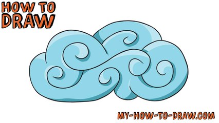 How to draw Curly Clouds - Easy step-by-step drawing tutorial