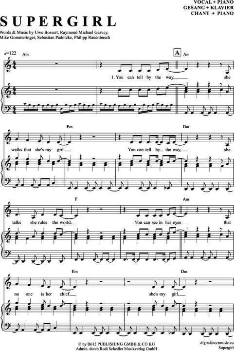 Noten bei notendownload - Supergirl (Anna Neklab)