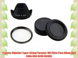 Trasera Objetivo Tapa 52mm Parasol UV Filtro Para Nikon D60 D40x D80 D200 D300S