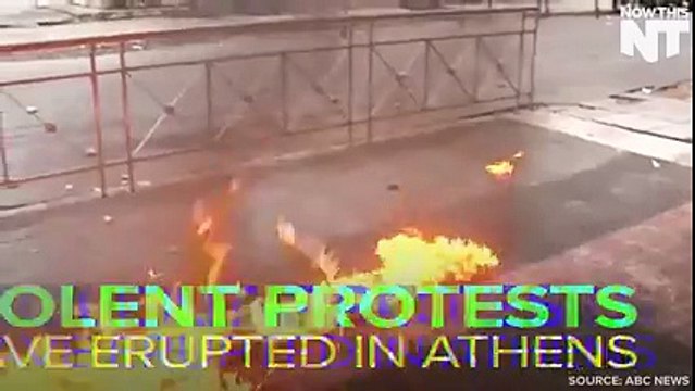 Thousands of protesters clash with police after peaceful protests turn violent in Greece
