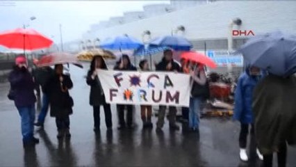 Foça Termik Santralde Bilirkişi İncelemesi Sırasında Çevrecilerden Protesto