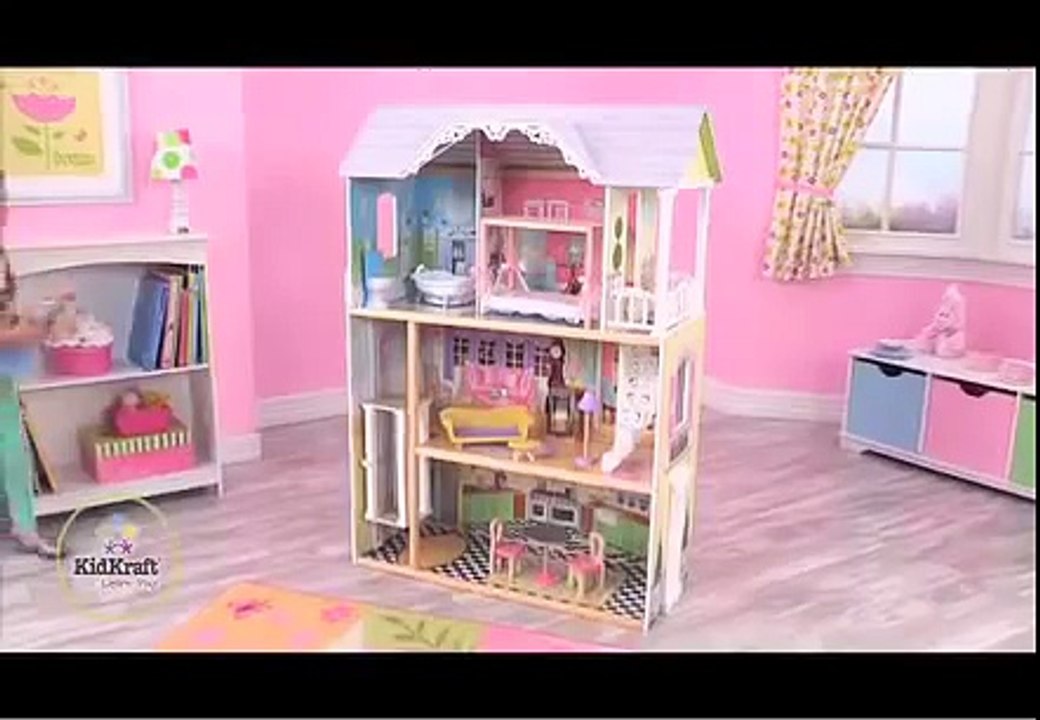 Large Girls Wooden Dollhouse For Barbie Frozen Anna Elsa Size Dolls By KidKraft