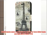 JUJEO Francia cuero con función de atril de la Torre Eiffel Funda con tapa para iPhone 4/4S