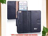 PDNCASE iPhone 6 Case Genuine Leather Wallet Style Funda de Cuero para iPhone 6 Color Oscuro