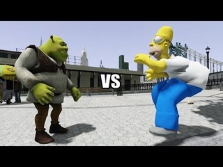 SHREK VS HOMER SIMPSON - GREAT BATTLE - GTA IV