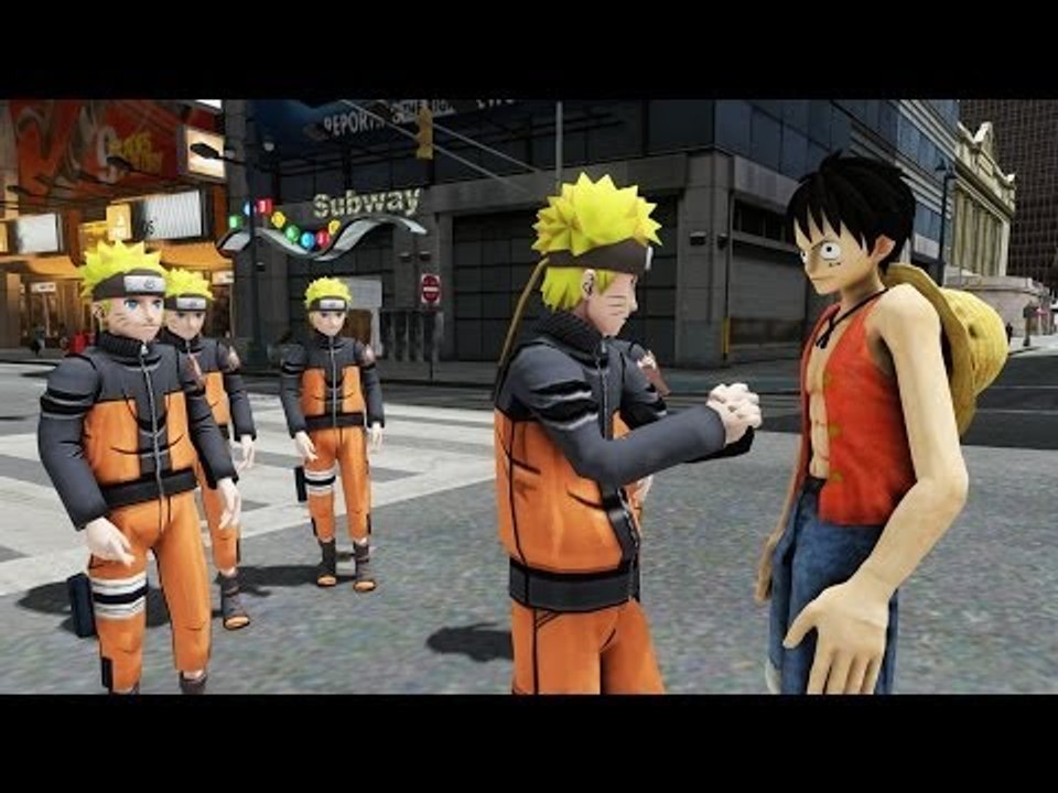 Naruto vs Luffy (One Piece) - EPIC BATTLE - Grand Theft Auto