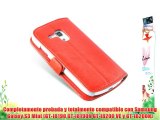 JAMMYLIZARD Funda De Piel Para Samsung Galaxy S3 MINI Luxury Wallet Tipo Cartera ROJO