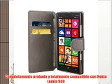 JAMMYLIZARD | Funda De Piel Para Nokia Lumia 930 Retro Wallet Tipo Cartera GRIS