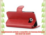 JAMMYLIZARD | Funda De Piel Para Samsung Galaxy S6 Retro Wallet Tipo Cartera ROJO