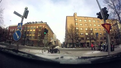 Driving in wintry Finland: Tampere and the Pyynikinharju ridge.