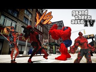 LADY DEADPOOL VS RED HULK - EPIC BATTLE - GTA IV