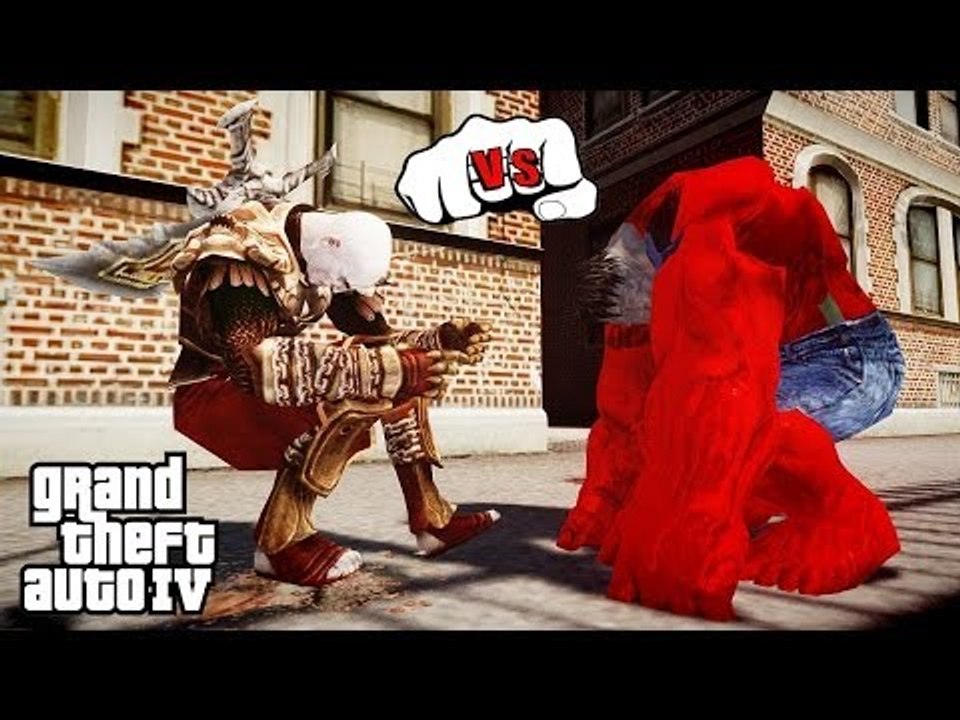 KRATOS (GOD OF WAR) VS RED HULK | GREAT BATTLE | GTA IV