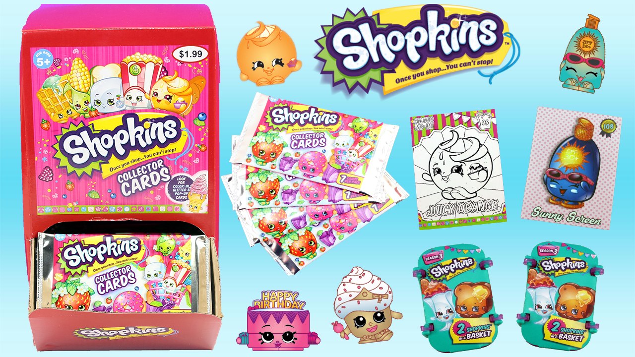 NEW Shopkins Collector Cards - Glitter and Color In Cards - Season 3 Baskets