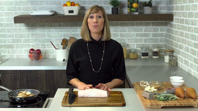 Pear, Blue Cheese and Prosciutto Stuffed Pork Loin with Marsala Sauce