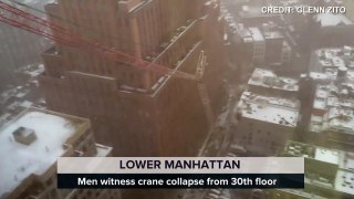 EXCLUSIVE- Watch as a crane collapses in Lower Manhattan, New York!