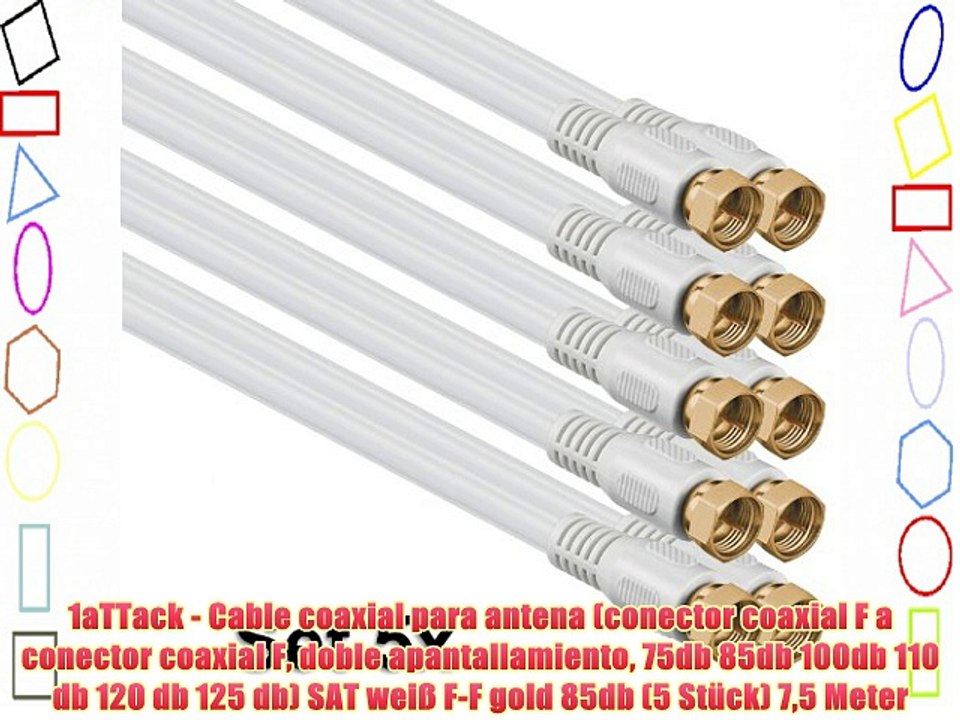 1aTTack - Cable coaxial para antena (conector coaxial F a conector coaxial F doble apantallamiento