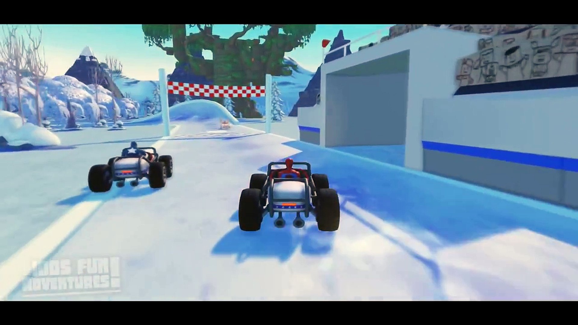 ⁣Spiderman, Disney Frozen Princess Captain America Play Time with Cars + Kids Songs