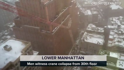 EXCLUSIVE- Watch as a crane collapses in Lower Manhattan, New York!