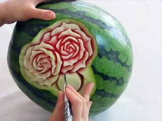 スイカのカービング、バラの花 watermelon carving,rose