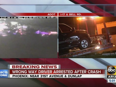 Wrong-way driver arrested after crash on I-17